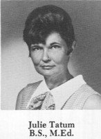 Miss Julie Tatum (Physical Education 1968 -1977)