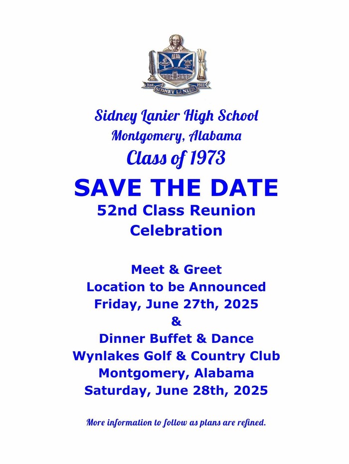 Class of 1973 Save the Dates June 26-28 2025